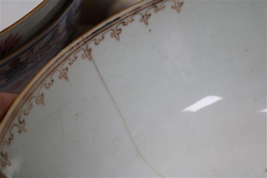 A collection of Chinese 18th century and later bowls and a vase vase height 42cm